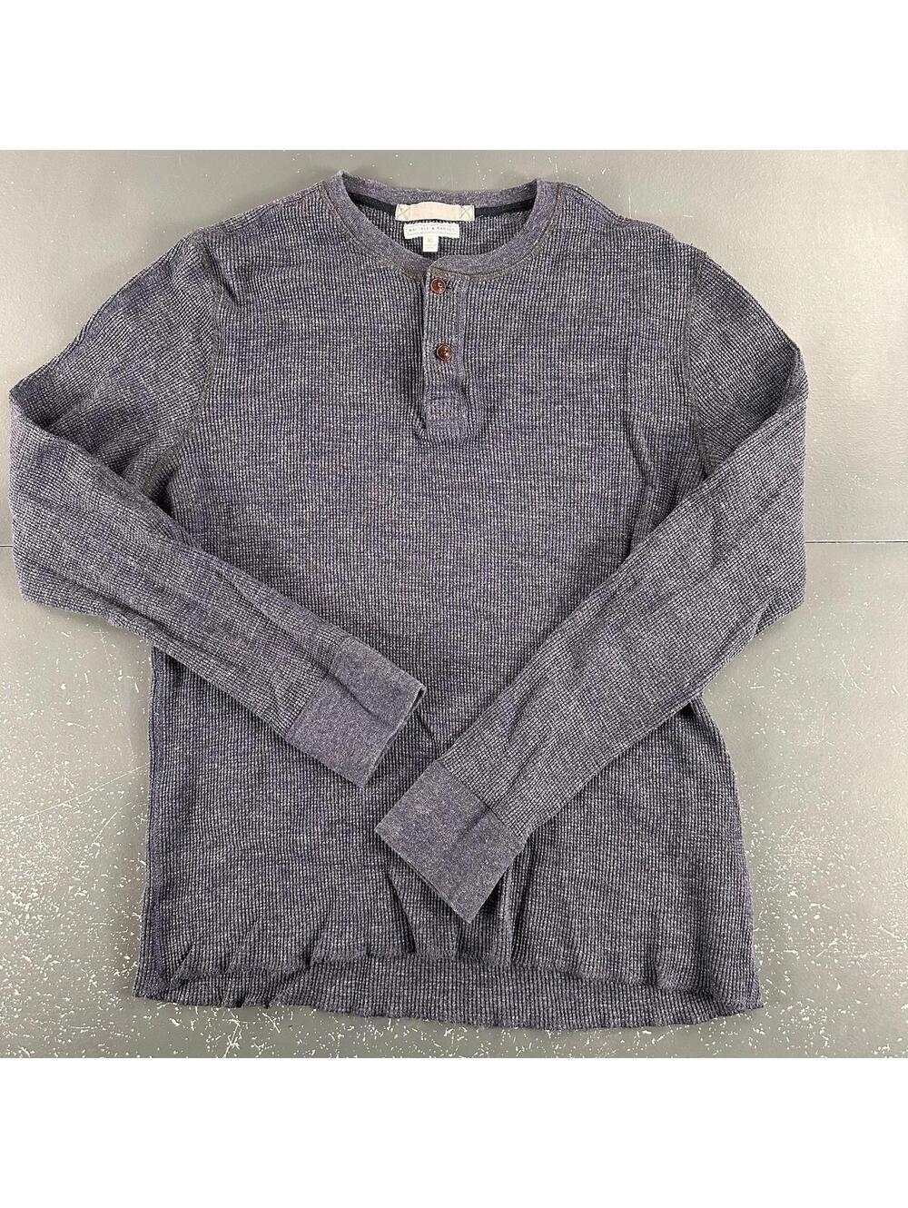 Wallace Barnes Shirt Women XL Navy Blue Thermal Waffle Knit Henley Baselayer Y2K